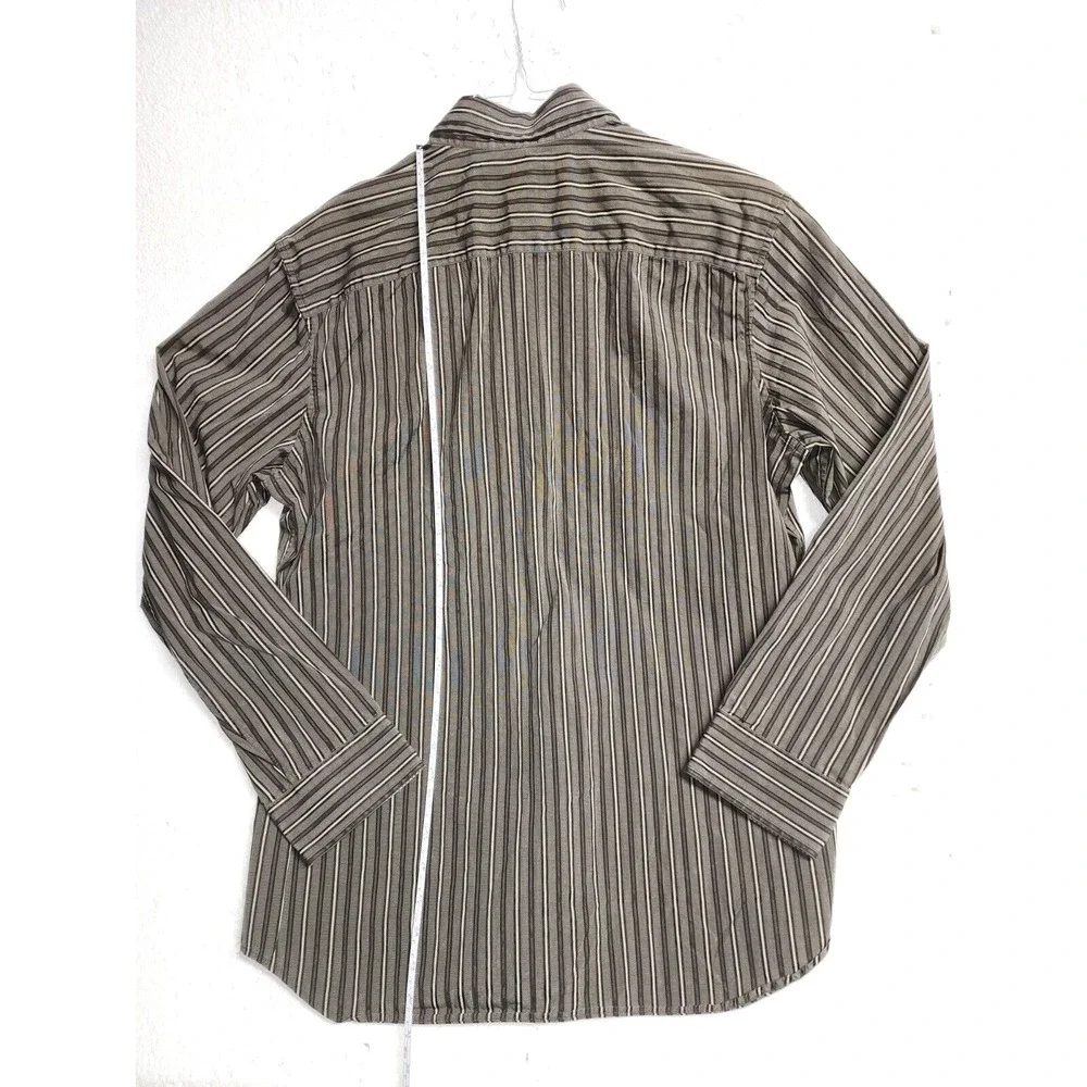 Banana Republic‎ Shirt Men Large 16 - 16 & 1/2 Striped Dark Brown Button Up